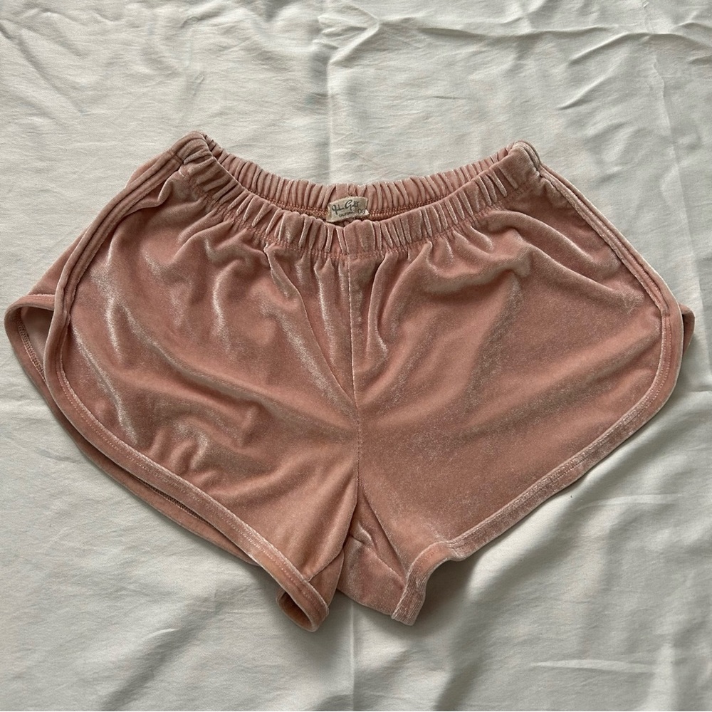 Brandy Melville John Galt Pink Velvet Dolphin Short Shorts, OS